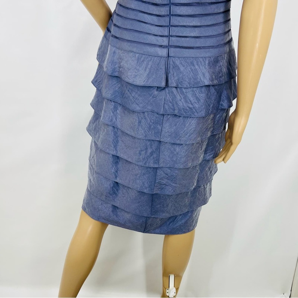 Adrianna Papell Blue Gray Metallic Ruffle Dress - Picture 11 of 15